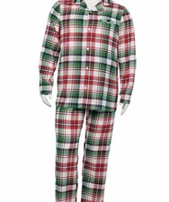 Mens NWT Plaid Flannel Pajama Set Jammies Christmas Holiday Red White Green 3XB