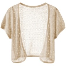 Women Ice Silk Knit Thin Shirt Short Sleeve Cardigan Shawl Blouse Elegant Solid