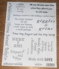 Generations Adhesive Vellum QUOTES Welcome Home Sweet Baby! Love New Addition