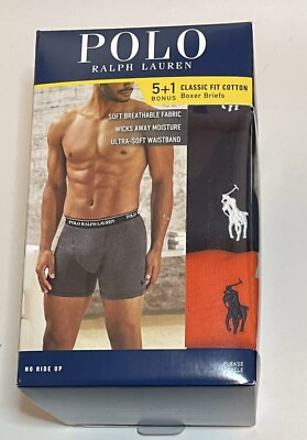 New 5+1 Polo Ralph Lauren Men's Classic Fit Cotton Boxer Briefs