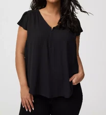 NWT TORRID Harper Georgette Hook & Eye Black Blouse * Size 5 5x 28 MSRP $45.90