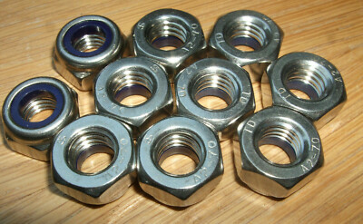 M10 - 10 mm NYLOC NYLON KONTERMUTTERN EDELSTAHL A2 TYP T DIN 985 Stück 8 Stück