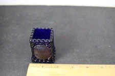 1972 Vintage Toothpick Holder Cobalt Blue Square Festival Glass Elwood Indiana