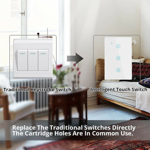 WiFi Smart wall Light Switch Glass Screen Touch,Alex Voice Control 1/2/3 Gang US - Picture 6 of 17