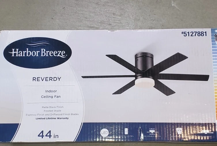 Harbor Breeze Reverdy 44-in Matte Black LED Ceiling Fan with Light & Remote - Image 4 of 4