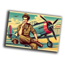 military pilot aircraft nice vintage retro WW2 Photo Glossy 4 6 in F57