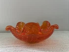 Vintage Murano Bullicante Controlled Bubble Tangerine Art Glass Ashtray/Bowl