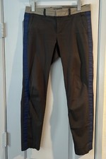 Vince Cotton Tuxedo Pants With blue Stripe On Sides Size 4, One Button Is Missin