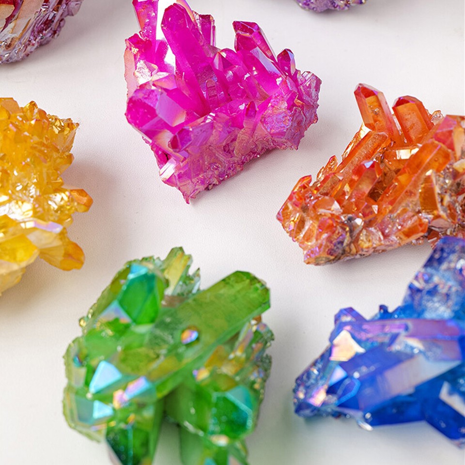 Natural Quartz Crystal Rainbow Titanium Cluster VUG Mineral Specimen Healing Acc - Foto 2