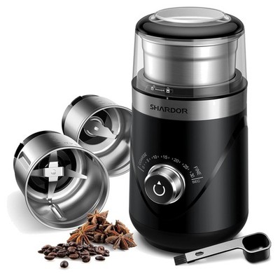 Elektrische Kaffeemühle Edelstahl 80 g Timer Mahlen für Kaffee,Nüsse,Gewürz
