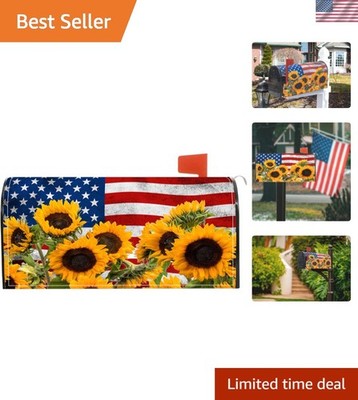 Magnet-Mailbox-Covers with American-Sunflower -Flag Stripes - Post-Letter-Wra...