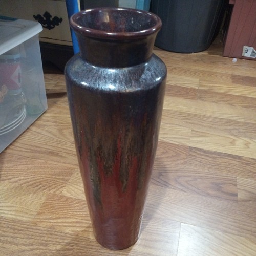 Vintage 18" Tall Lava Glaze Studio Pottery Vase Unmarked Red/Copper Home decor - Picture 11 of 12