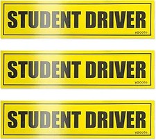 Set of 3 Driver Magnet - Reflective Sign for Car Safety Vehicle "Black,yellow"
