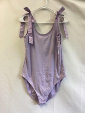 Old Navy Tank Bodysuit Womens Large Purple Ribbed Tie Shoulder Scoop Neck
