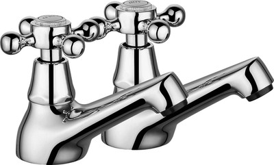 Basin Pillar Taps   Chrome | Bathroom Sink Taps | Hot & Cold Pair | Classic Twin