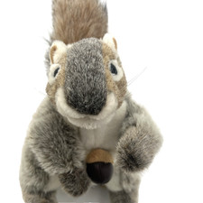 Folkmanis Gray Squirrel Hand Puppet 2553 Realistic Plush with Acorn 11" EUC