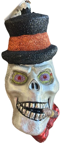 VTG SLAVIC TREASURE Perry Normal Skull Cigar HALLOWEEN Pumpkin ORNAMENT 🎃