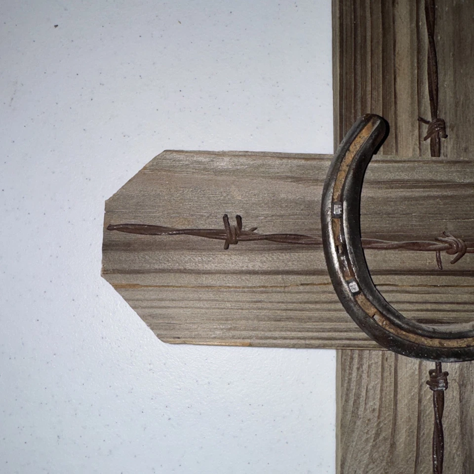 Western Horseshoe Cross Cowboy Church Rustic Horse Lover Gift 21" Handmade - Image 4 of 4