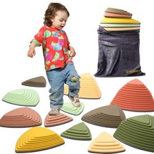 Stepping Stones for 12pcs Obstacle Courses Play Indoor Outdoor, Full Rubber R...