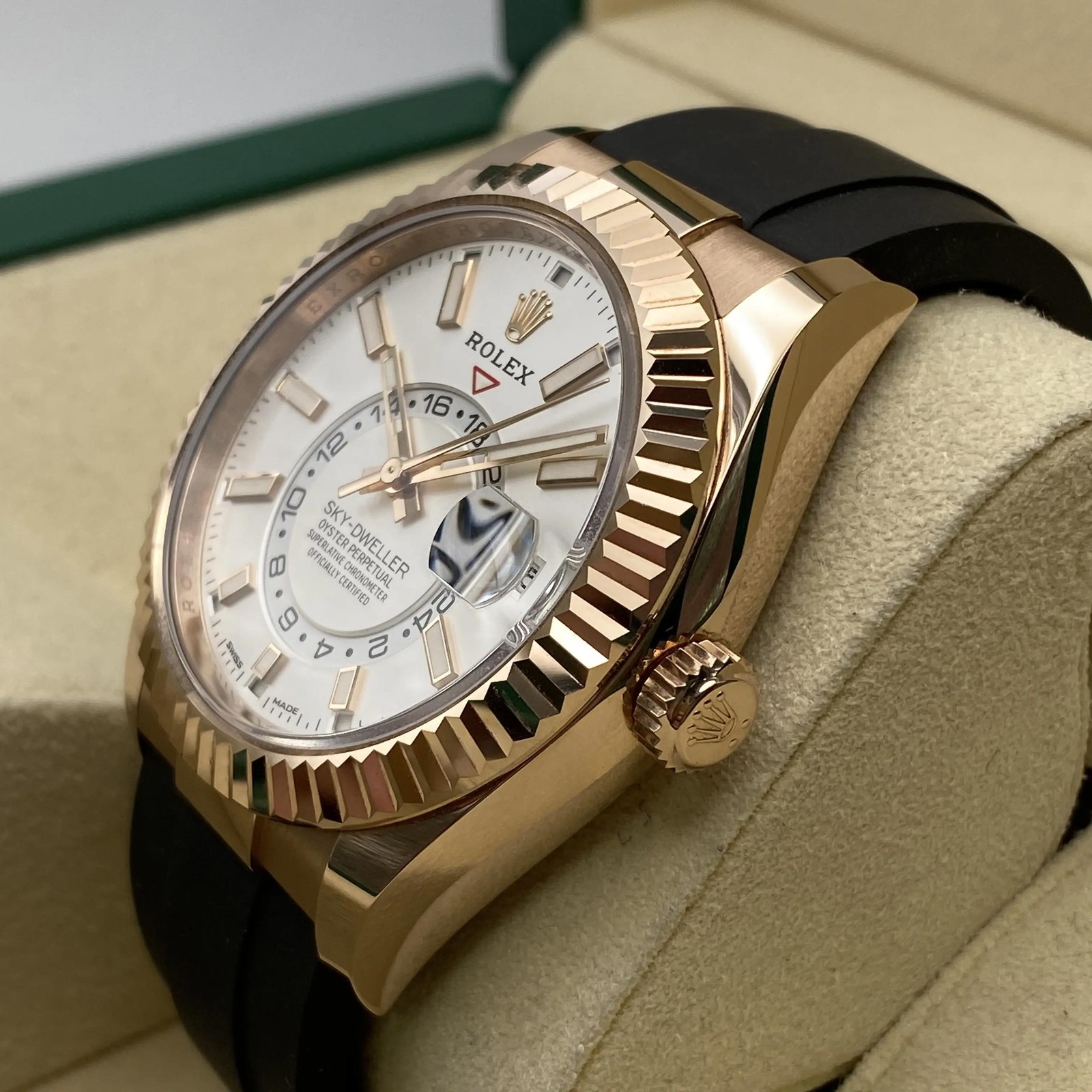 Rolex Sky Dweller 42mm 326235 Rose Gold White Dial Automatic Watch B&P image 3