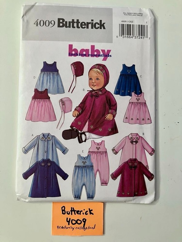 Butterick 4009 Infant Coat Jumper Jumpsuit Hat, Size NB-L, Uncut