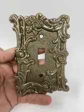 Vintage AmerTac Old World Rose Metal Single Light Switch Plate Brass 4.75”x3.5”