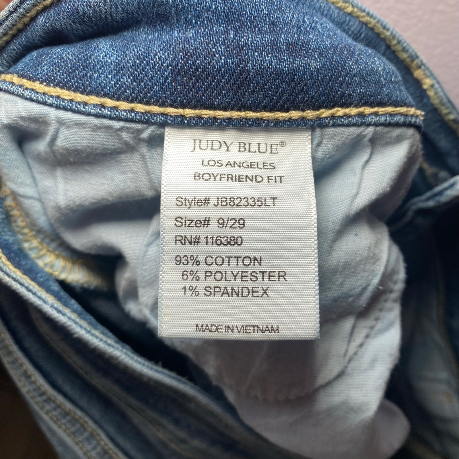 Judy Blue Boyfriend Fit Medium Wash Jeans Straight Leg Stretchy Women size 9 /29