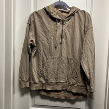 Aerie 100 Cotton 1/4 Zip Hoodie Sweatshirt Taupe Beige Womens XS/TP Flawed