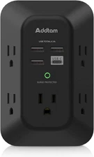 USB Wall Charger Surge Protector - Addtam 5 Outlet Extender with 4 USB Charging 