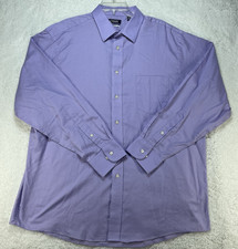 Chaps Shirt Mens XL 17.5 Purple Cotton Blend Stretch Collar Wrinkle Free