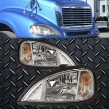 Chrome Halogen Headlights Pair Left Right Set Fits 96-2011 Freightliner Columbia