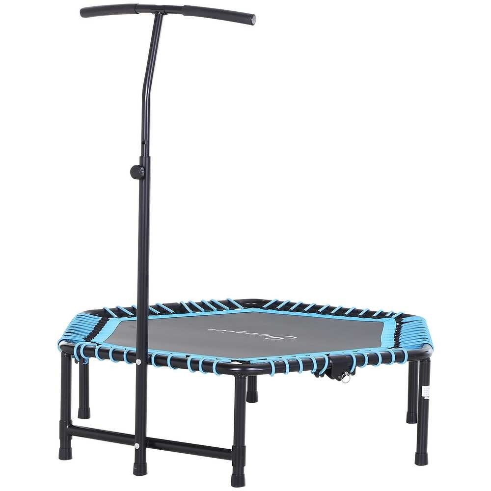 Soozier Portable & Foldable Small Exercise Trampoline 3-Level Adjustable T-Bar