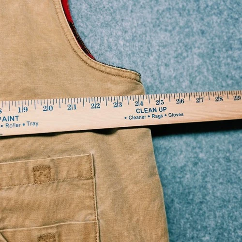 Walls Outdoor Goods Mens XL Canvas Work Vest Buffalo Plaid Fleece Lined Tan image 2