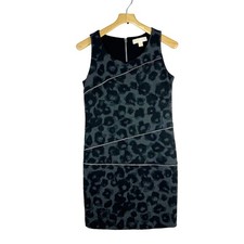 Michael Michael Kors Leopard Print Sleeveless Dress Size 4 Zipper Accents 