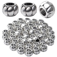 Aylifu 50pcs Antique Silver 5mm Large Hole Spacers Round Spacer Small,