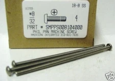 #8-32x4 Pan Head Phillips Machine Screws Stainless Steel (100)