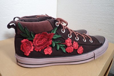 rose embroidered converse