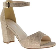 Women's Touch Ups Amaya Ankle Strap Heeled Sandal Champagne Glitter Synthetic