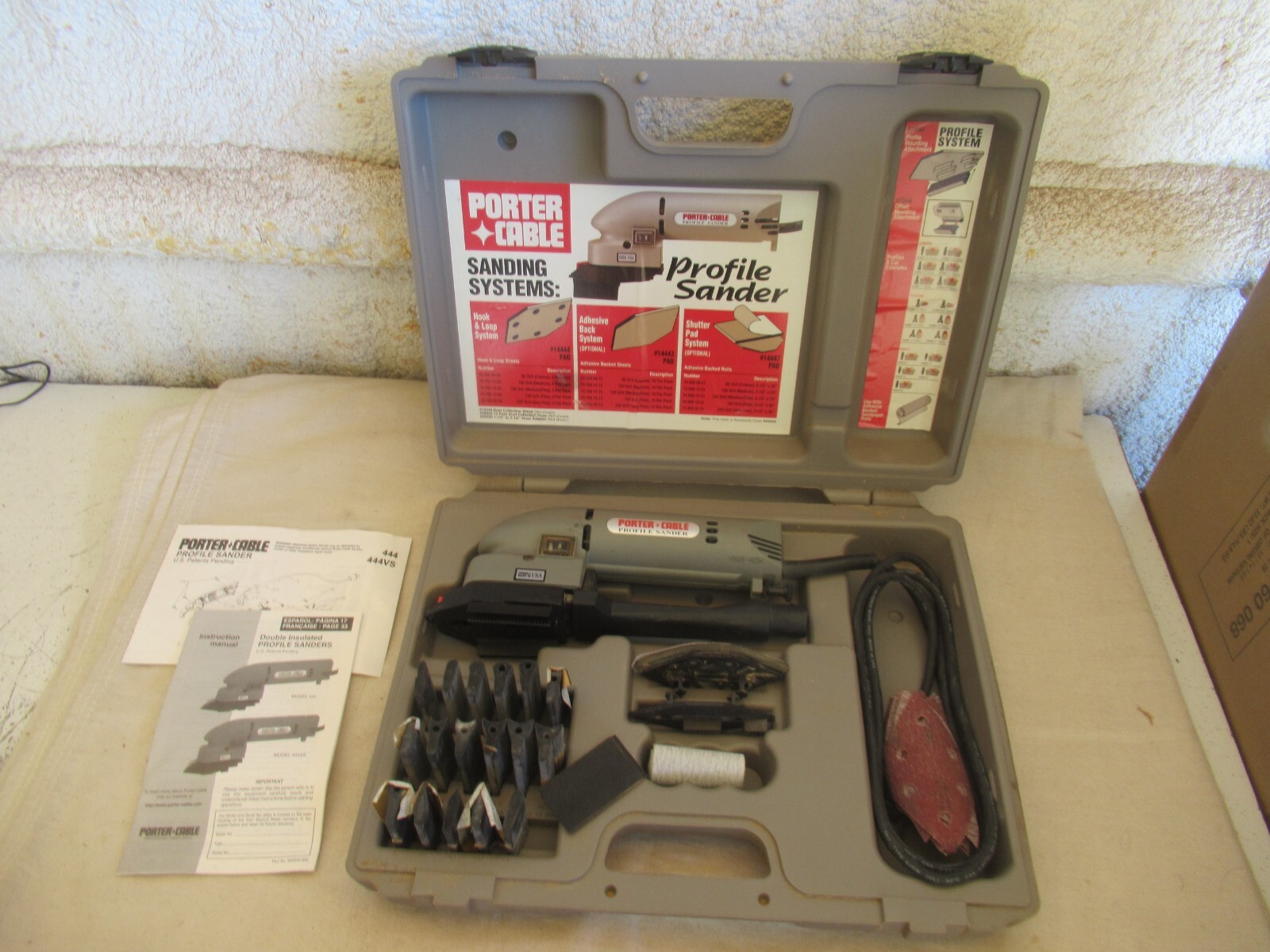 PORTER CABLE Profile Sander Model 444 Kit w/Accessories and Case Nice