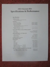1985 PIPER AIRCRAFT CHEYENNE IIIA PERFORMANCE FRONT/SIDED ADVERTISING DOCUMENT