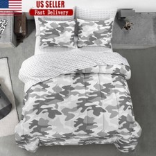 Gray Camouflage Bed in a Bag Comforter Set Kids Includes Sheets Shams Durable