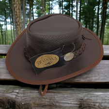 Men and Women Coffee  Black Genuine Leather Cowboy Western Hat