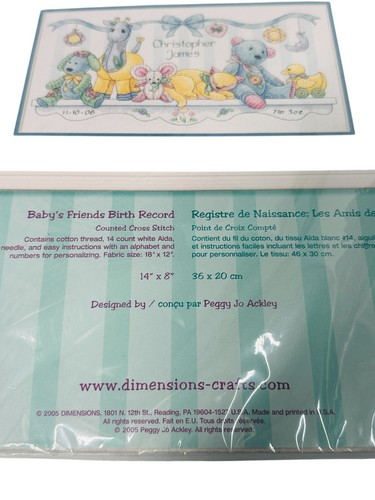 Dimensions Baby Hug Cross Stitch Baby’s Friend Quilt 34"x43” and Birth Record - Picture 6 of 17