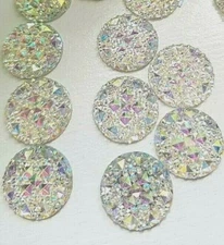 CraftbuddyUS MG4A 30pcs 20mm AB Clear Round Diamante Flat Back Resin Moon Gems