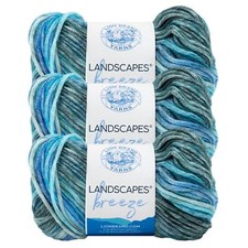  3 Pack Lion Brand Yarn 543-604AG Landscapes Breeze Yarn, Lagoon