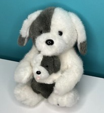 Dakin Sheep Dog Plush Mom And Baby White Gray Stuffed Animal Vintage 1985