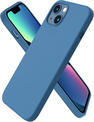 Blue 6.1'' iPhone 13 Case Slim Liquid Silicone 3 Layers Full Covered Case Cover