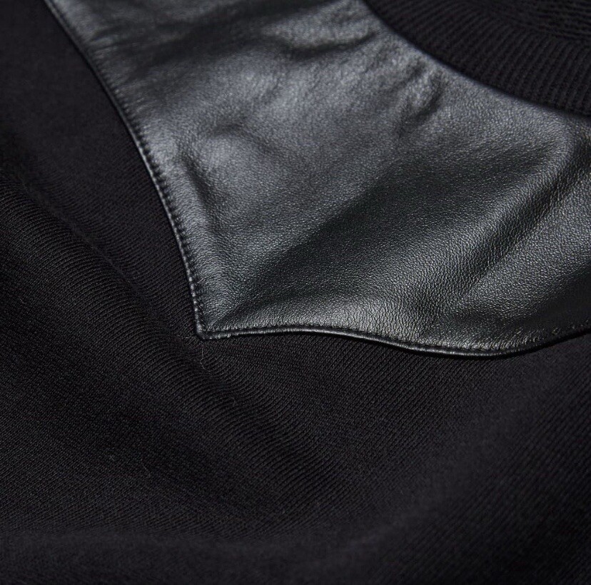 $990 Saint Laurent Paris Hedi Slimane Leather Panel Crew