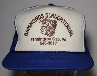 1990s Hammonds Slaughtering Cow Livestock SNAPBACK TRUCKER HAT Pennington Gap VA