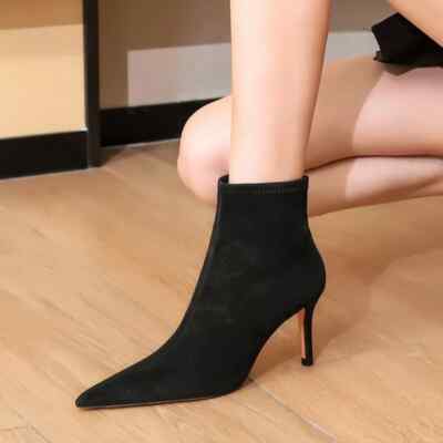 Stiefel Schuhe Stiefeletten Knöchelschuhe Leder Kunst Schwarz Komfortabel 9.5 CM